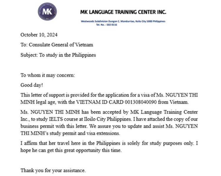 Chúc mừng bạn Nguyễn Thị Minh đã nhận thư mời nhập học trường MK Academy